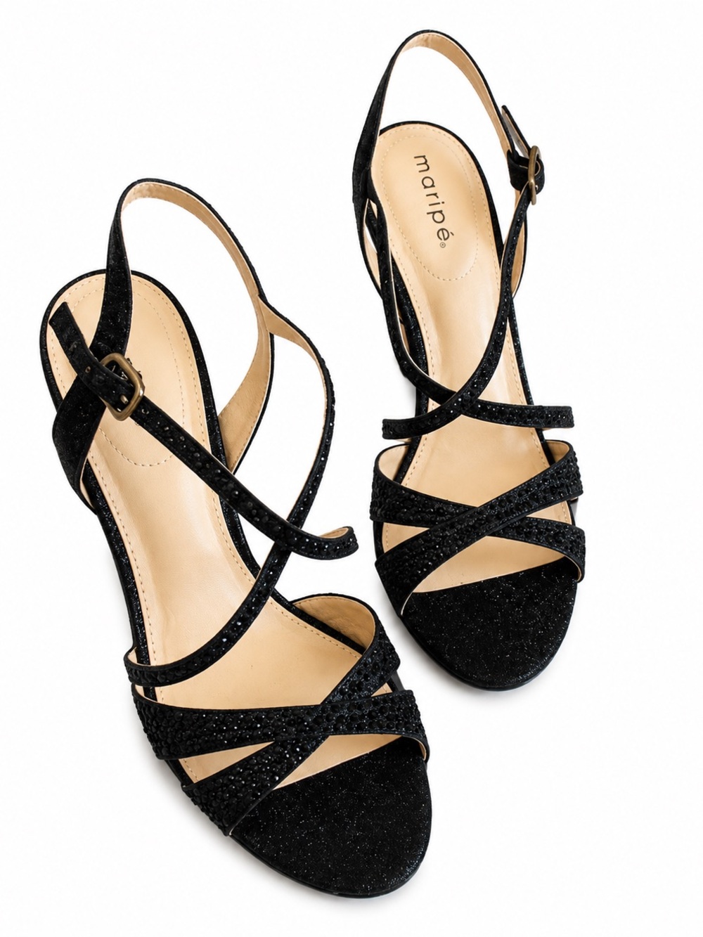 Maripe Black shimmery heels, style Vivian